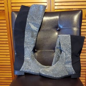 Size 8 Glitter flat knee high boots